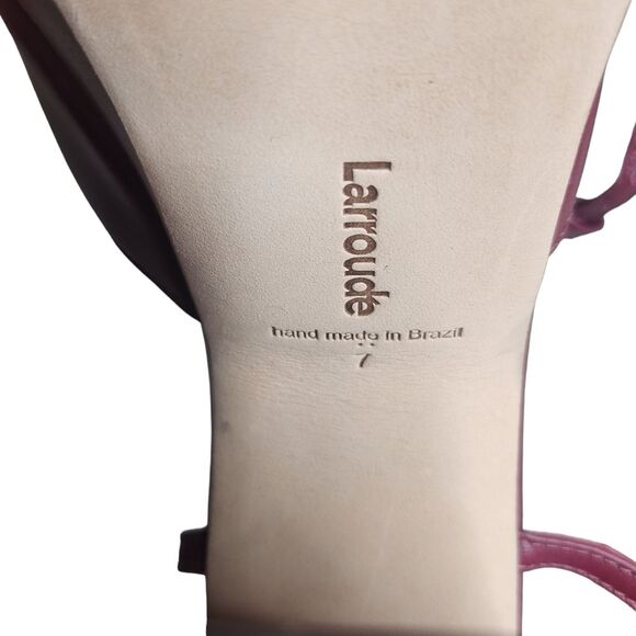NWOB Larroude Pixie women's wine red leather platform chunky heel sandals Sz 7 - Picture 9 of 11